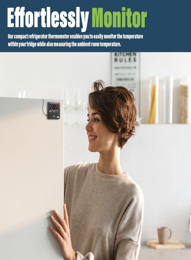 Thermometer World ميزان حرارة رقمي للثلاجة مزود بمنبه تحذيري لدرجة الحرارة ومؤشر للحد الأقصى والأدنى - ميزان حرارة للثلاجة والفريزر لمراقبة الطعام المبرد - Image 4